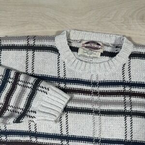 Vintage SONOMA Sweater Size Large White Cotton Ramie‎ Crew Neck Knit Pullover